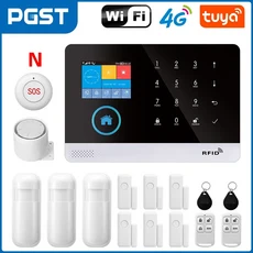 PGST 103 2.4 인치 화면 4G 2G WIFI GSM 홈 Bulgar 보안 시스템 홈 433MHz APP 제어 RFID 카드 PIR 모션, 02 EU 플러그, 02 EU 플러그