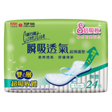 康乃馨透氣超薄護墊 雙層瞬吸 基本型, 17cm, 24片, 1包