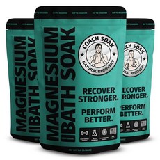 Coach Soak 코치 소크 마그네슘 목욕 번들 페퍼민트 비타민 C가 함유된 플레이크 오일 스프레이 쿨링 로션 MSM 포함 3팩 240309