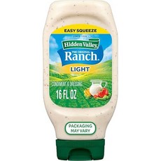 히든 밸리 라이트 랜치 조미료 및 드레싱 이지 스퀴즈 병 Hidden Valley Light Ranch Condiment and Dressing Easy Squeeze Bot, 453g