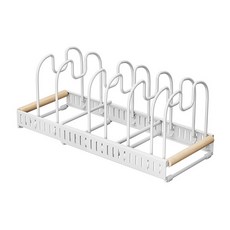mina百貨 白色鐵藝鍋蓋收納架 可伸縮餐盤鍋子收納架 日式風格, 1個, 白色可伸縮款, 白色