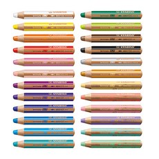 스타빌로 우디 색연필 낱색 3 in 1 두꺼운 심 선물, 옐로우