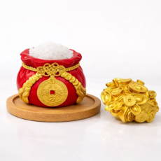 풍수 소금단지 복주머니 현관 재물운 인테리어 소품, 레드