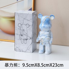 폭력적인 곰 장식품 창조적 인 재미있는 거실 TV 캐비닛 장식 어린이 돼지 저금통 트렌드 오피스 클럽 장식, 27cm, 블루 골드 패턴, 1개