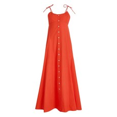 로지애슐린 버튼 프런트 타이 스트랩 맥시 드레스