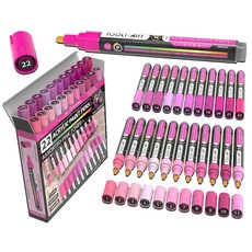 TOOLI-ART 22 아크릴 페인트 마커 펜 프로 컬러 시리즈 세트 3mm 중간 팁 암석 페인팅 유리 머그잔 나무 금속 유리 페인트 캔버스 DIY 무독성 수성 빠른 건조GREEN, 페인트 펜 마커 컬러 페인트펜 네임 TOOLI-ART, 1개