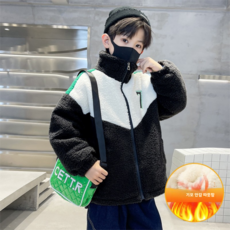 큐엘아리아 남아 겨울 후리스 융털 7글 초등생 뽀글이 초중생 하이넥 집업 플리스 자켓