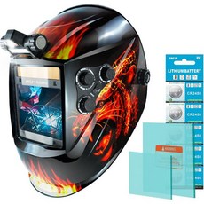 TRQWH 대형 뷰 3.94 x 3.15 LED 라이트 솔라 전원 트루 컬러 4호 센서 용접 마스크 와이드 쉐이드 45-99-13 연삭 용접 헬멧KTS-QLS02, KTS-QLS04