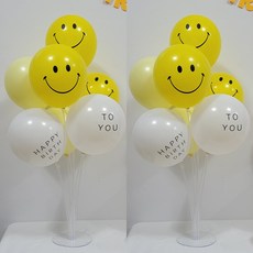 올리브파티 펄풍선 하트 풍선 풍선꽂이 풍선스탠드 2개 생일파티용품 세트, 1세트, 벌쓰데이스마일