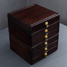 普洱茶盒 茶餅收納盒 多層茶倉 茶具配件 撬茶盤 分茶盤 賞茶盤, 景泰藍拉環普洱茶盒（疊加六層）, 1個