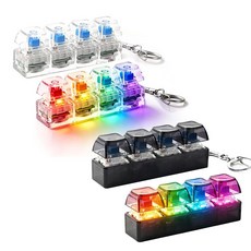 led 키보드 클리커 딸깍이 키캡 키링 4구 피젯, 1개, 블랙