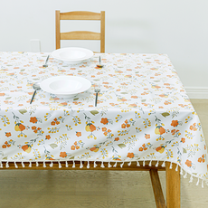 캐프마켓 플라워 린넨 테이블보 식탁보, 1개, 2인(90 x 140 cm), 오렌지