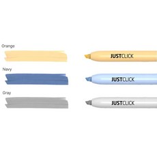 모리스 저스트클릭 마일드 형광펜S 3종 세트, 02 NEW 오렌지,네이비,그레이, 3