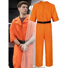 臺灣出貨 路易吉美國監獄服 橙色囚犯男女囚服 橘色萬聖節舞臺表演服套裝