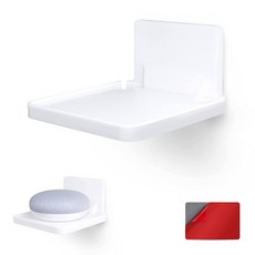 BRAINWAVZ 보안 카메라 아기 모니터 스피커 등을 위한 드릴 프리 벽 마운트 선반 범용 홀더 강력한 접착제 쉬운 설치 지저분함 없음 나사 없음 (화이트), 화이트