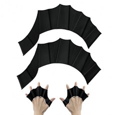 실리콘 수영 장갑 1쌍 수영용 웹 장갑 여성용 수중 에어로빅 오리발 피트니스 방수 여성 남성 아동용 (핑크) SATON 온BEYI 206811, 블랙-1P