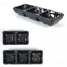 멜라민 2칸 3칸 나눔접시 나눔그릇 반찬그릇 쌈장 초장 간장 양념 소스 종지 그릇 길이 13cm 19.5cm, 1개