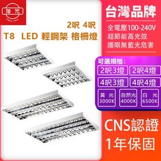 旭光 LED輕鋼架格柵燈 CNS認證 1年保固, 1個, 2呎3管(空台 )