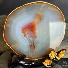 馬術秀 打高爾夫意境圖騰瑪瑙景石片：純天然原色，提升品味與生活藝術, 1個