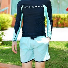 HERRINGBONE 男款海邊服裝短褲衝浪褲鬆緊帶玩水度假勝地度假風防曬褲 A143M