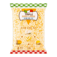 트리플 슈레드 피자치즈 1kg, 1개, 혼합치즈(모짜렐라+고다+레드체다)