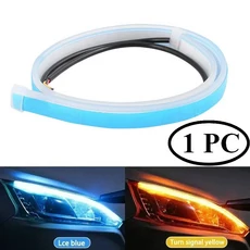 45/30cm 자동차 DRL 유연 방수 헤드라이트 LED 스트립 범용 RGB 방향지시등 노란색 브레이크 플로우, 02 30cm-Wt to Yl-1PC