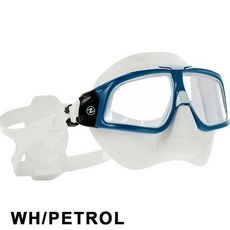 Aqua Lung SPHERA X 自由潛水面鏡，超廣角球面鏡片，低容積舒適貼合，專業級潛水裝備, WHITE/PETROL