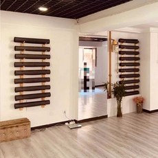 요가매트 거치대 벽걸이 폼롤러 보관대 정리대 선반 수납, 내추럴 우드 요가 매트 수납 선반, 6 칸