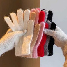 여성 겨울 장갑 선물 니트 손가락 토끼털 연말 코디 ehd+14753VY