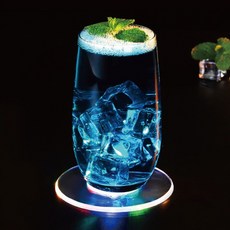 얇고 가벼운 아크릴 LED 컵 받침 조명 코스터 홈파티 컵 받침대, 3색 LED