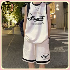 美式籃球服套裝男女春夏款學生寬鬆百搭無袖背心球衣球褲兩件套潮