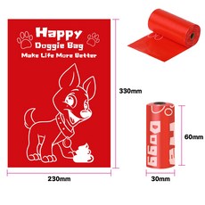 寵物外出用品 加厚耐用型 骨頭圖案設計 環保材質, 紅色狗狗垃圾袋, 1個