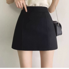 모몰라티 여성 가을 겨울 오피스룩 데일리 A라인 하이웨스트 모직 미니 스커트