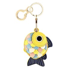 BORKUANA 에어태그와 호환되는 가죽 키체인 홀더 케이스 키링과 랜야드가 있는 귀여운 보호 커버 지갑 열쇠 가방 반려동물용 긁힘 방지 파인더 GPS 트래커 케이스(블, 금붕어 A