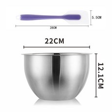不銹鋼加深加厚防濺打蛋盆 - 廚房家用烘焙打發奶油, 專業打蛋盆【加大】+硅膠刮刀, 1個