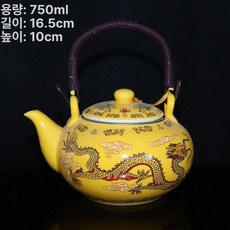 청자 술병 주전자 고려 전통 술잔 매병 스타일 다도 다기, 1개, 1L, 골든 드래곤 750ml 플라스틱 손잡이