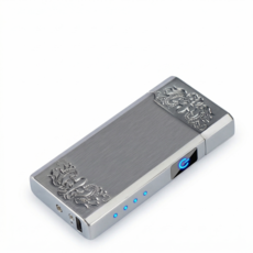 PYHO 플라즈마 라이터 레이저 센서 방풍 USB 충전식 배터리 잔량표시 생일 선물, 1개, 무광 실버