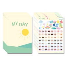 감정일기장 + 스티커 세트 초등일기장 어린이 초등학교 감정일기 5권, 옐로우, 5개