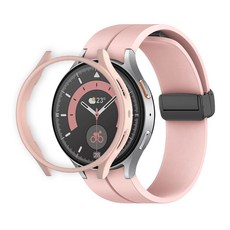 티엑스엘엑스 갤럭시 워치 D버클 실리콘 스트랩 보호 케이스 세트, 연핑크, 1개