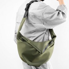 래븐 브이라인 지퍼 스포츠 숄더백, 그린, 1개