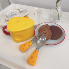 헤이루미 시리얼 볼 세트 버터베어 치즈컵, 치즈컵+스푼+포크, 1개