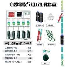 釣魚名人 滑漂配件套裝 磯釣路亞專用 太空豆套裝 垂釣配件, 【5組】路滑套盒中號, 1個