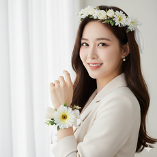 웨딩 꽃 화관 팔찌 세트 셀프웨딩 브라이덜샤워, 1세트, 화관+팔찌