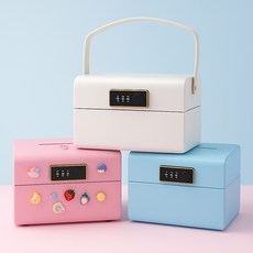 봄봄디자인 가정용 미니금고 비밀번호 수납함, 핑크