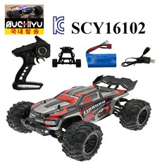 (알라샵)Rc카 SCY16102G 4WD LED 조명 50KM 고속 몬스터 트럭 트러기, SYC-16102(레드배터리1개), 1개