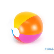小胡玩具 多彩充氣沙灘球 兒童玩具, 1個, 未充氣(隨機不挑色)