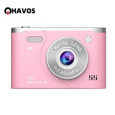 Havos 카메라추천 디지털카메라 브이로그촬영 야외활동 일상기록 가성비 입문용카메라 4K, 분홍색