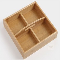 허니디자인 4칸 수납보관함 손잡이형 대나무보관함