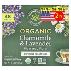 Traditional Medicinals 오가닉 카모마일 라벤더 허브 티 무카페인 48개입 72g 1개, 2개