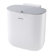 주방 음식물 냄새차단 무타공 걸이형 쓰레기통 10L 그레이&화이트